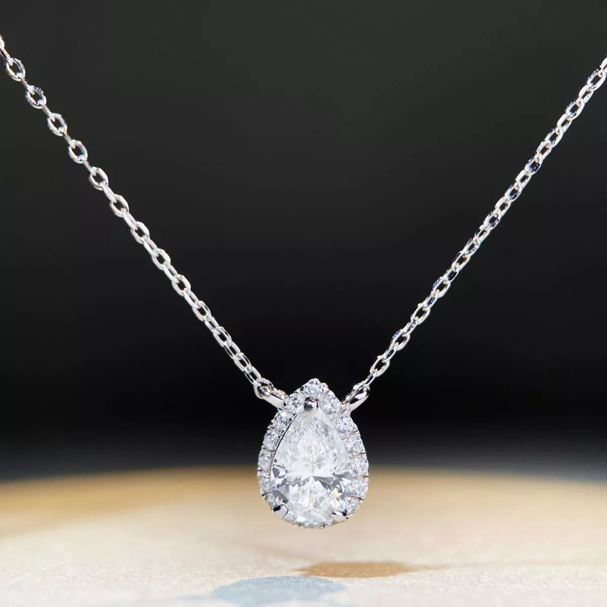 1.5 Carat 925 Sterling Silver Moissanite Teardrop Necklace
