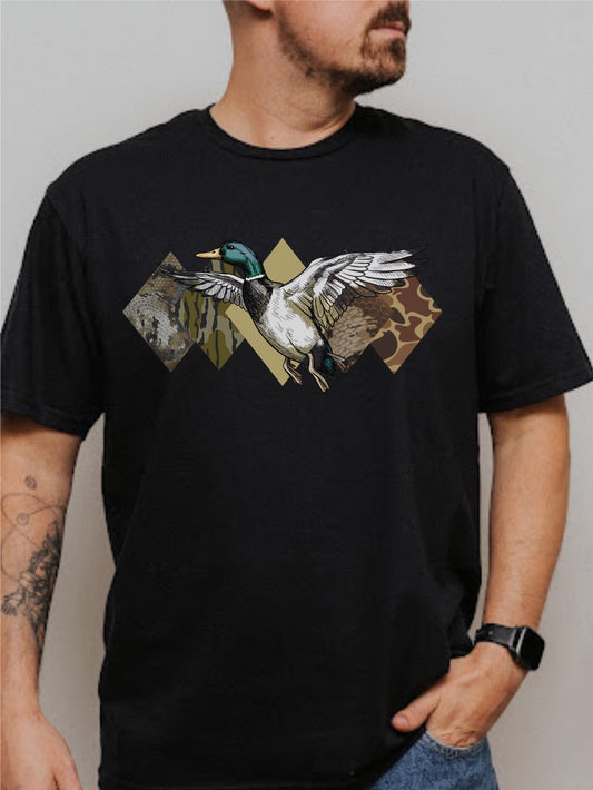 Camo Diamond Mallard Duck Hunting Shirt – Graphic Tee, Long Sleeve & Crewneck