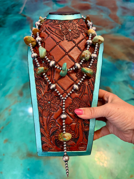 One Time Pieces – Chunky Green-Brown Turquoise & Sterling Silver Necklaces