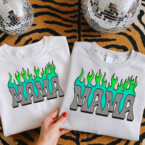 Neon checkered mama sublimation T-shirt
