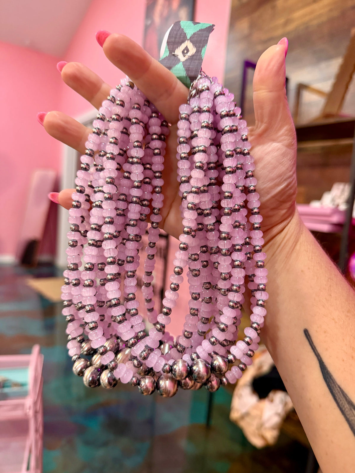 16-Inch Colorful Glass Bead & Sterling Silver Pearl Necklace - 14 options