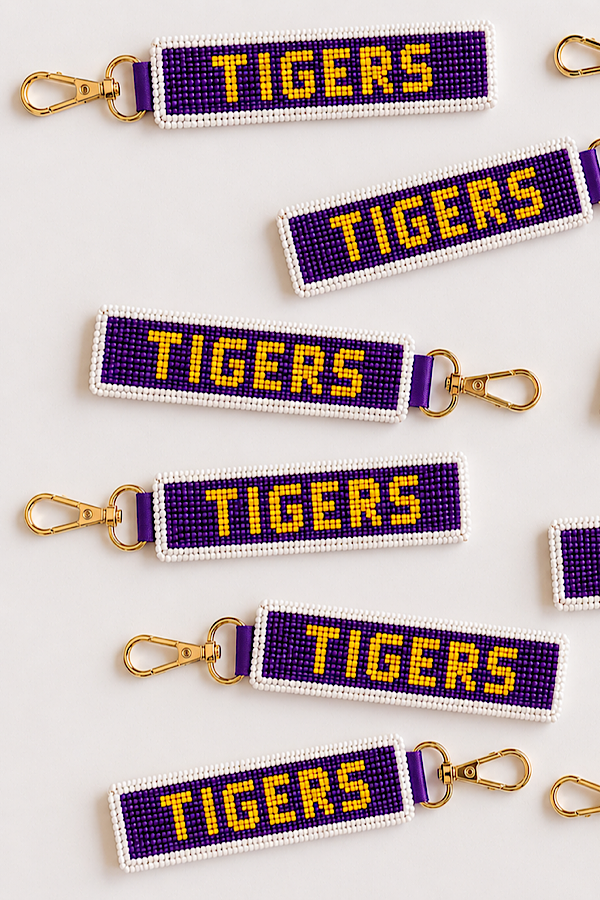 SC - ETA 8/24-9/7 TIGERS Beaded Keychain