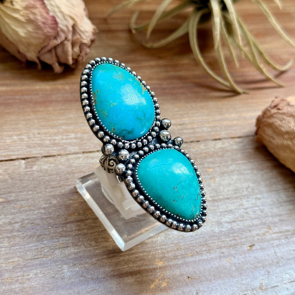 MJ Ring Two-Stone Blue Turquoise Statement Ring