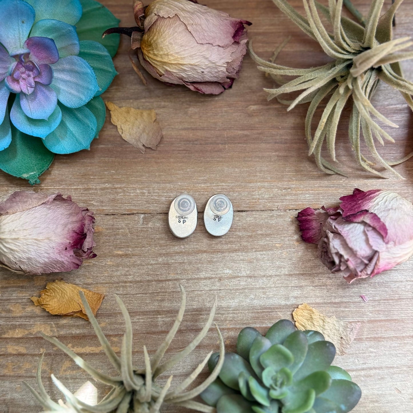 28 - Sterling Silver Dry Creek Turquoise Stud Earrings by Shay Pfeiffer