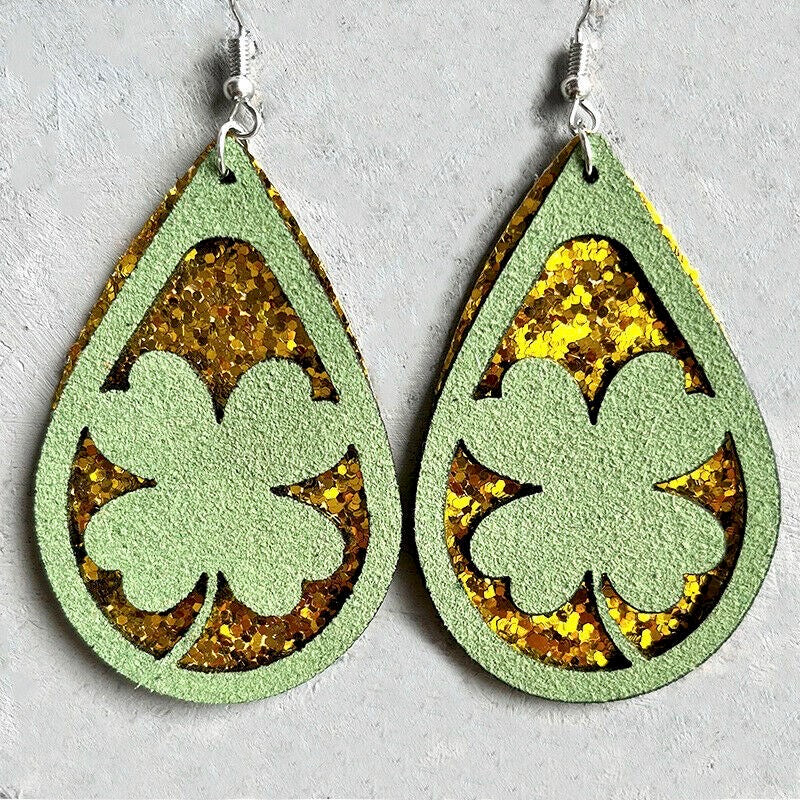 St. Patrick's Day Hanging Gliter Earrings