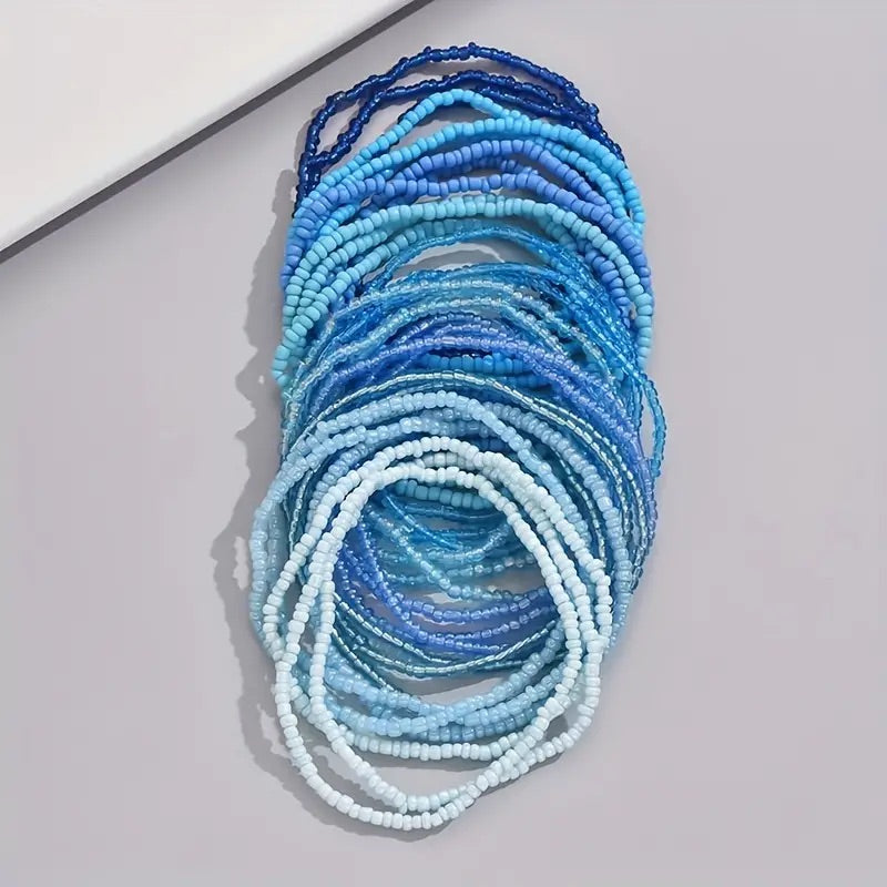 Ocean Blues Beaded Glass Bracelets