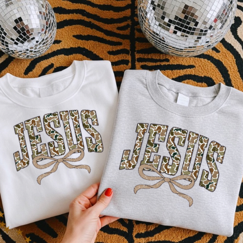 Camo Jesus bow  sublimation T-shirt