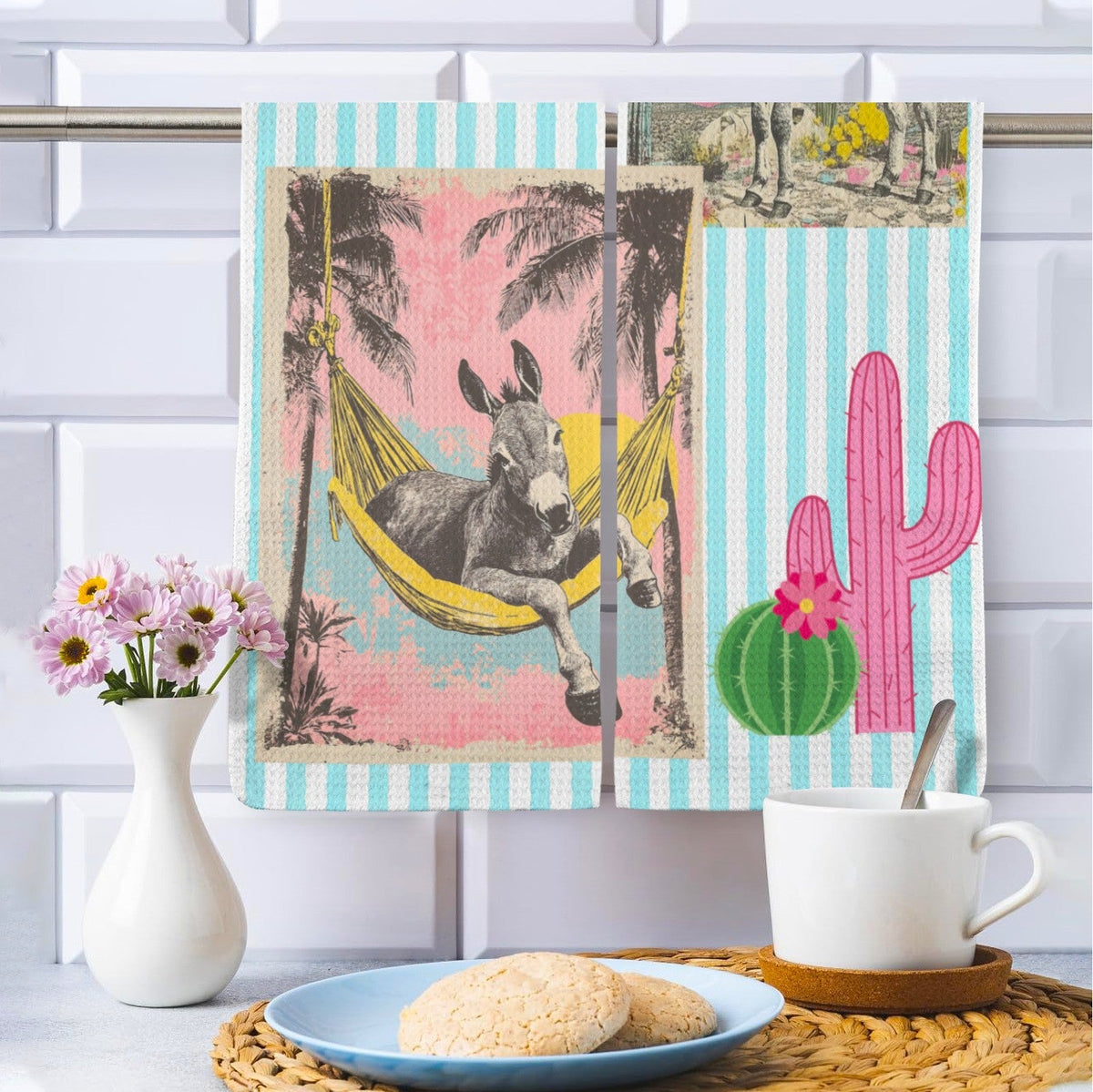 Baha Ranch Hangin Out Donkey Set of 2 (same) Kitchen Towels Made in America