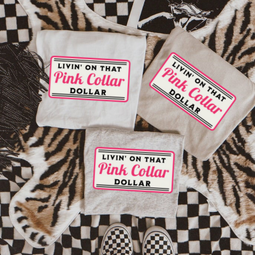 Pink collar dollar sublimation T-shirt