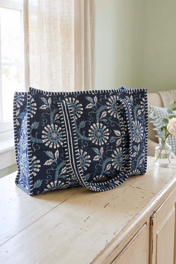 SC - ETA 6/29 - Isla Navy Blue Floral Tote Bag