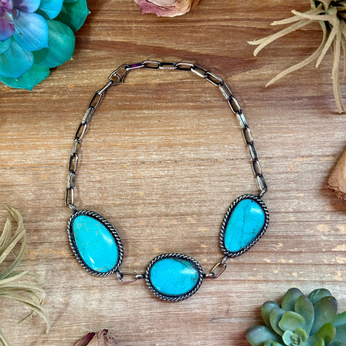 One-of-a-Kind Two-Stone Blue-Green Turquoise Statement Ring