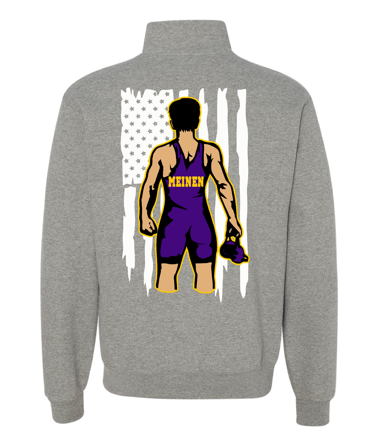 Adult Wrestling1/4 Zip Back Graphic