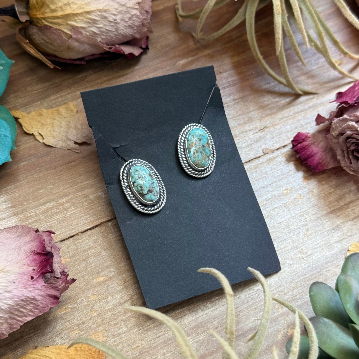 28 - Sterling Silver Dry Creek Turquoise Stud Earrings by Shay Pfeiffer