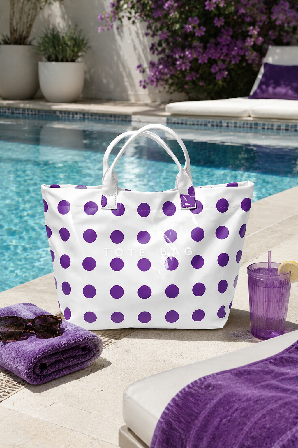 SC - ETA 9/30-10/14 Purple Polka Dot Vinyl TOTE BAG
