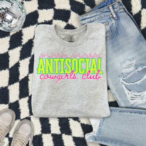 Anti-social cowgirl sublimation T-shirt