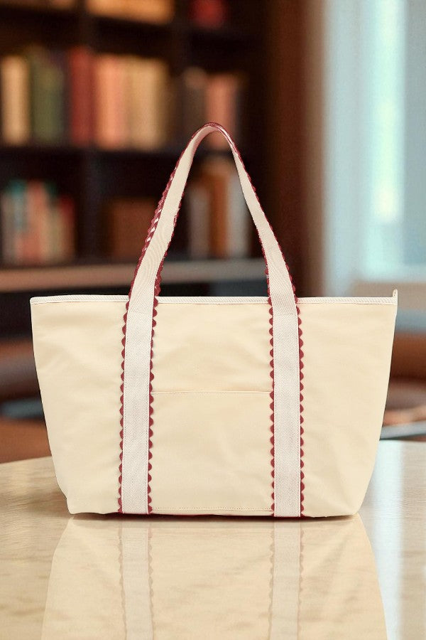 SC - Tote-ally Ready Maroon Rick Rack Trim Tote Bag