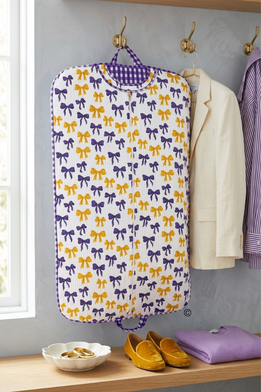 SC - ETA 7/30-8/13 Sideline Social Purple and Yellow Bow Garment Bag