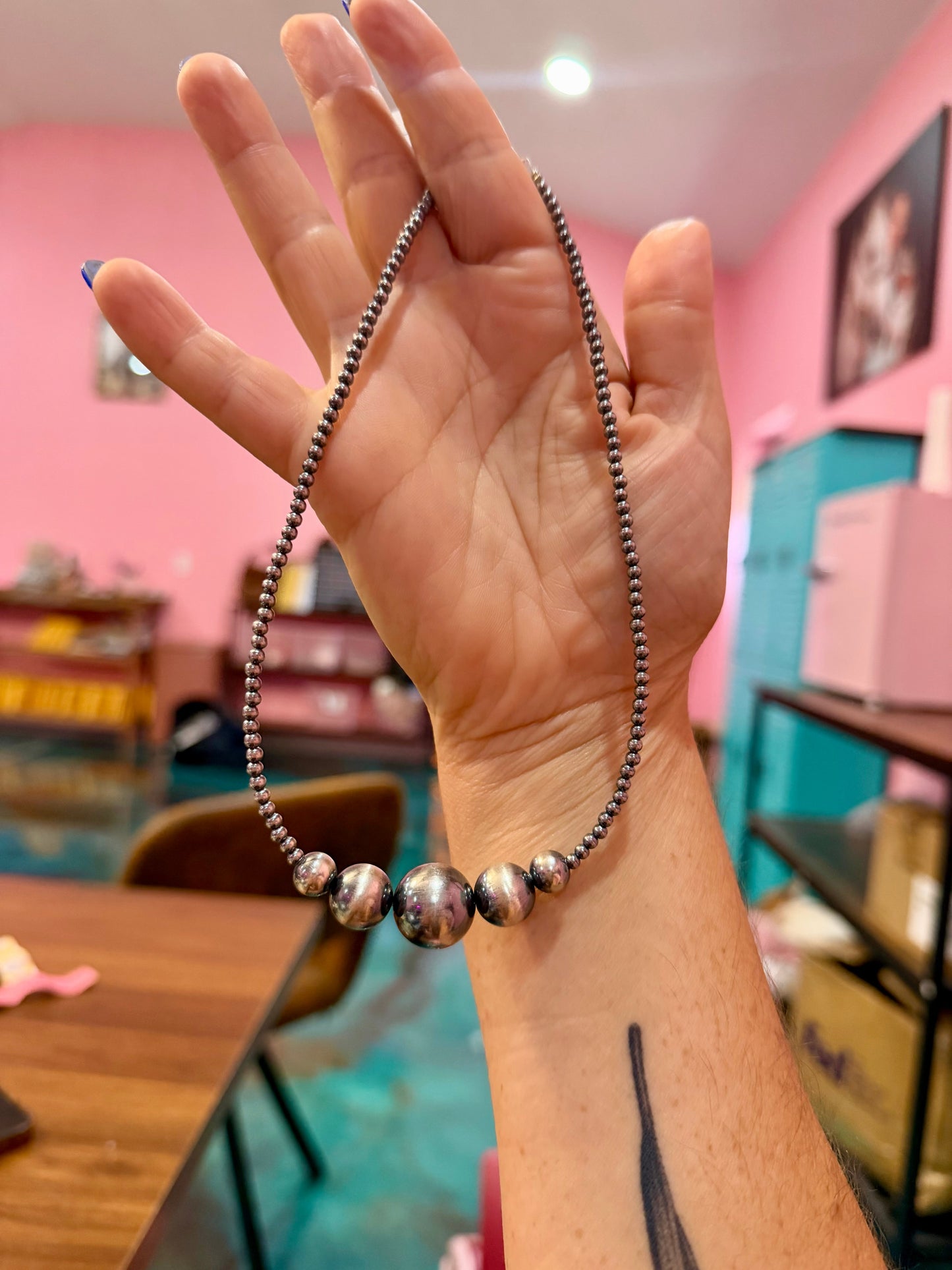 16mm Graduated Sterling Silver Pearl Necklace