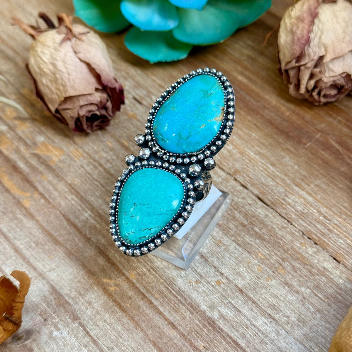 MJ Ring Two-Stone Blue Turquoise Statement Ring