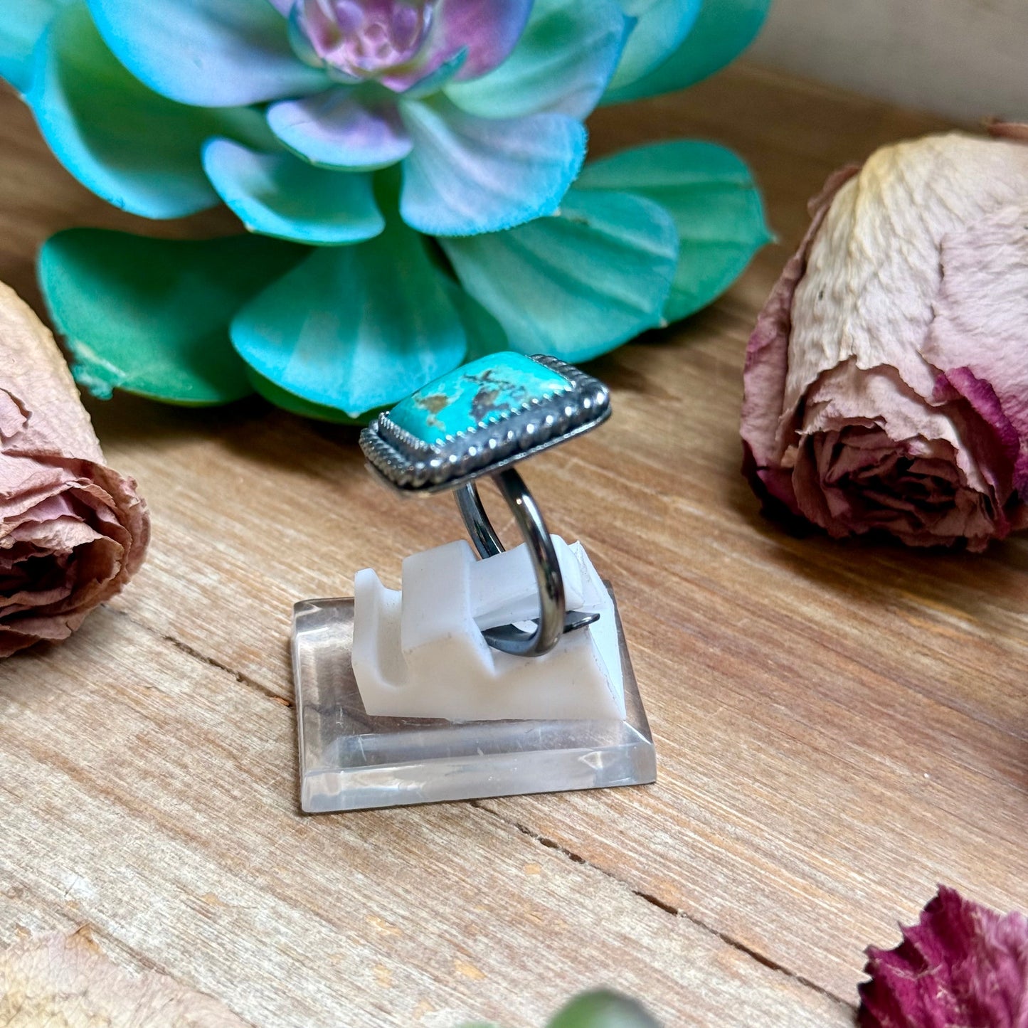 MJ Turquoise Sterling Silver Ring – Square