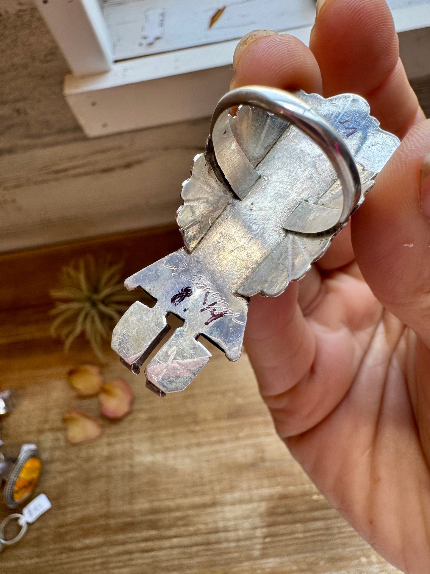 The Kachina Ring – Size 8 – Sterling Silver – Kingman Turquoise – Navajo Handmade