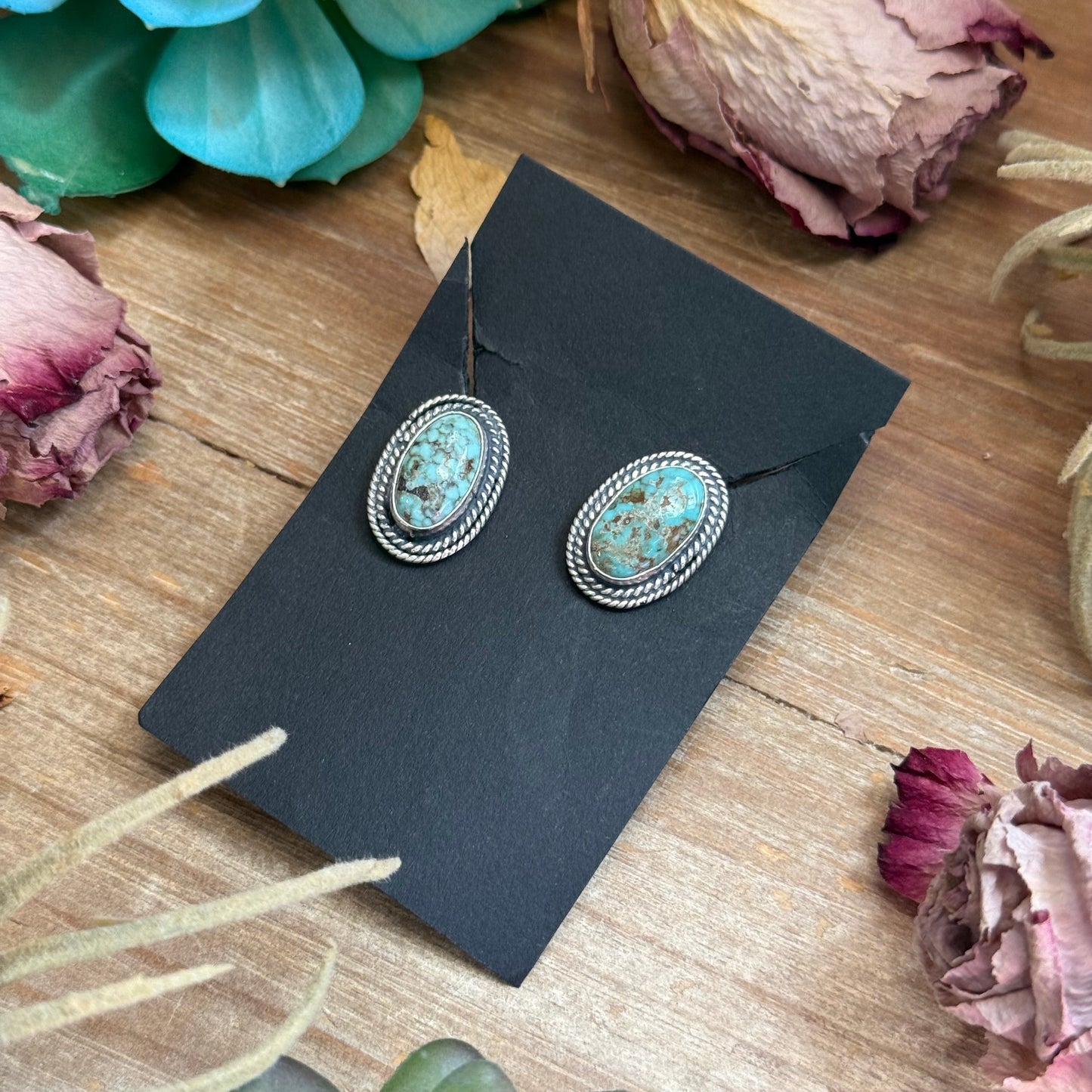 28 - Sterling Silver Dry Creek Turquoise Stud Earrings by Shay Pfeiffer