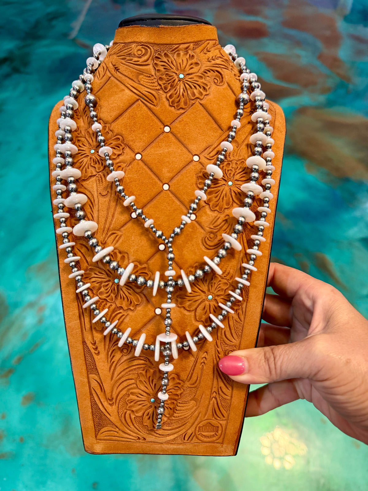 Jaci Stack – Freshwater Pearl Rondelle & Sterling Silver Necklaces