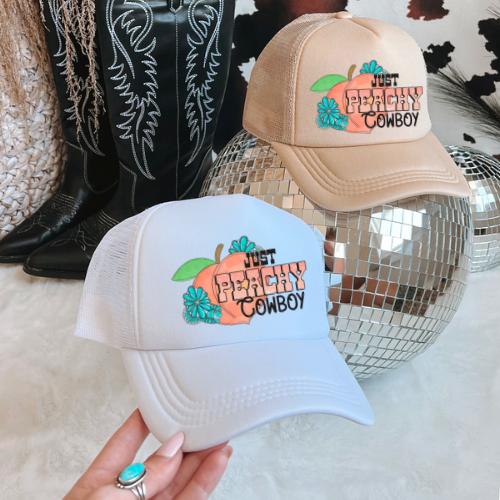Just peachy cowboy western trucker hat