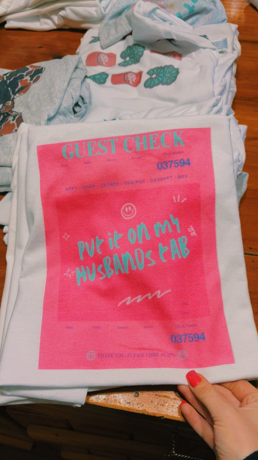 Put it on my husbands tab tee sublimation T-shirt