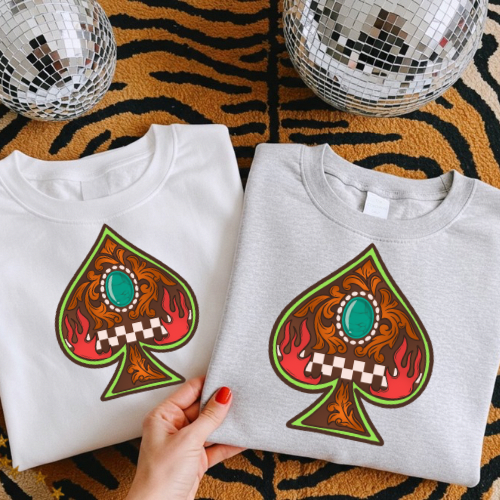 Neon checkered spade sublimation T-shirt