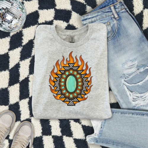 Firey turquoise sublimation T-shirt