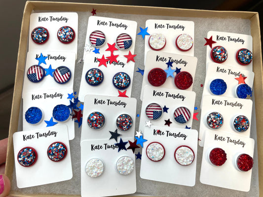 Patriotic Red, White + Blue Earrings