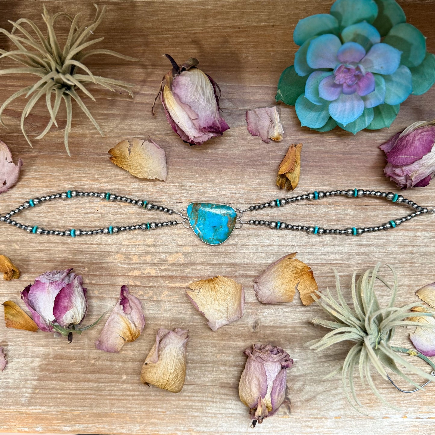 Sterling Silver & Turquoise Choker – 13” + Extender – Handmade In-House by The Bijoux FAB