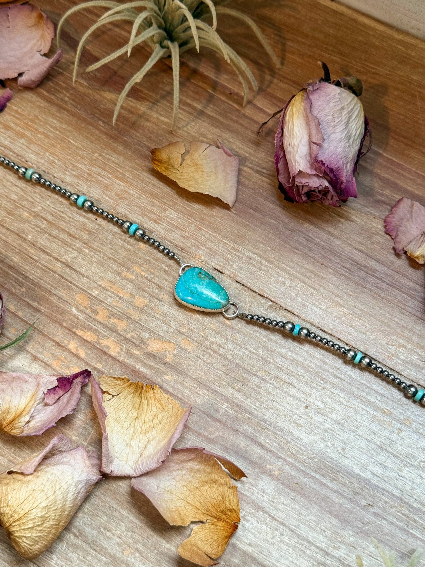 Sterling Silver & Turquoise Choker – 13” + Extender – Handmade In-House by The Bijoux FAB