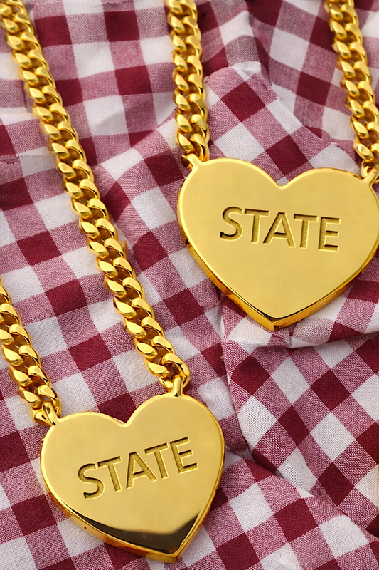SC - State Engraved Gold Heart Necklace