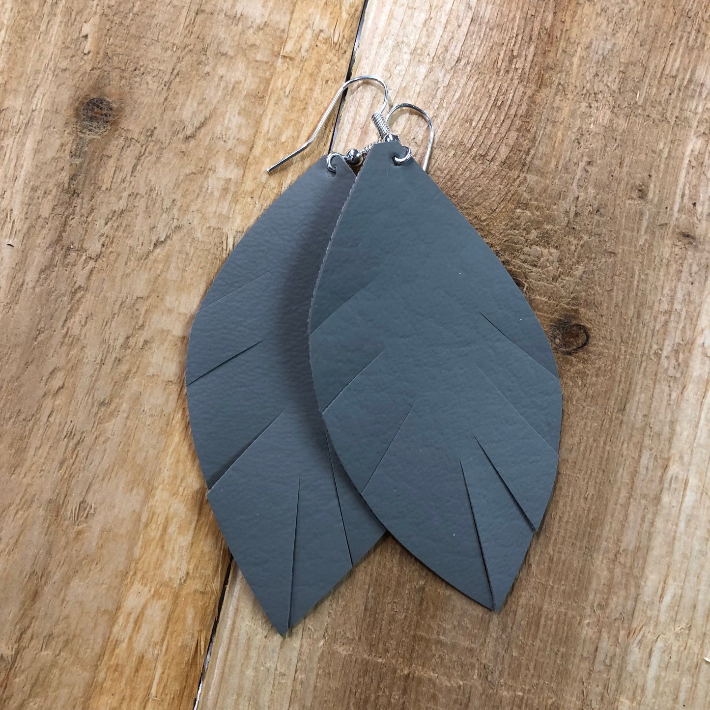 Feathered Ava Faux Leather Hang Earrings