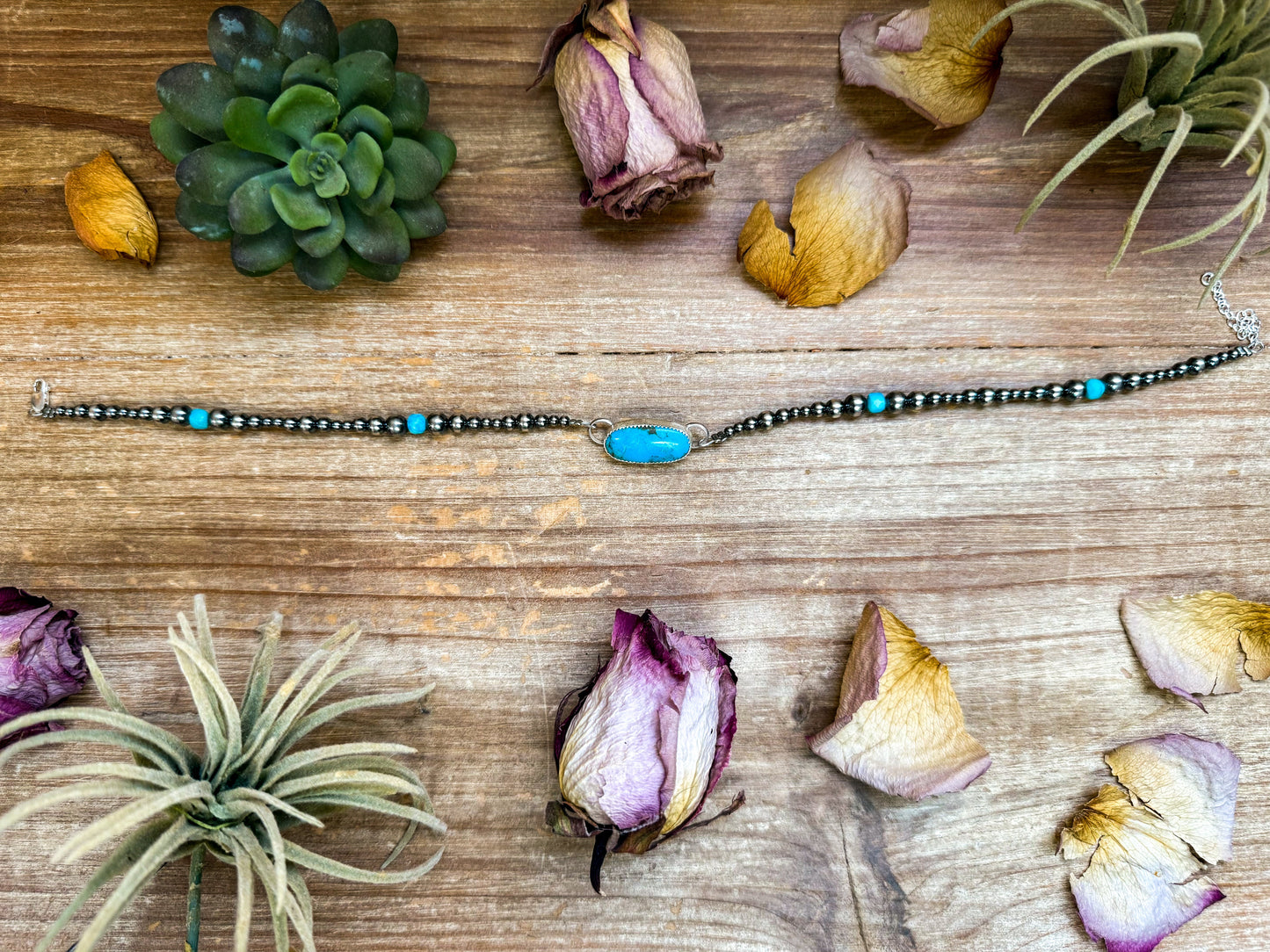 Sterling Silver & Turquoise Choker – 13” + Extender – In-House Silversmithing – Real Turquoise & Spiny Oyster Options