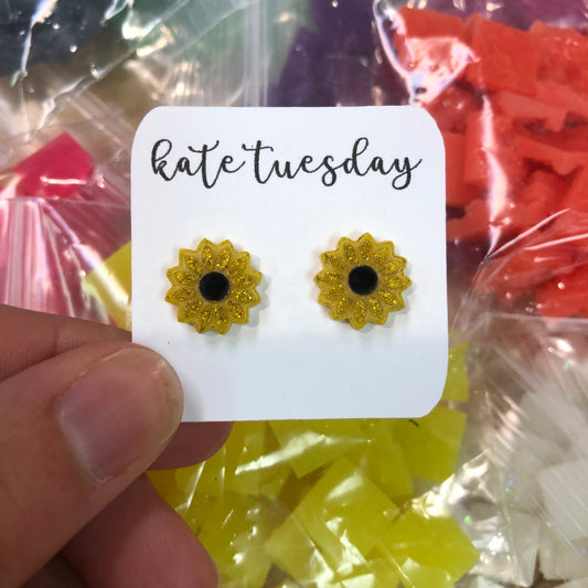 SunFlower Glittery Acrylic Earrings