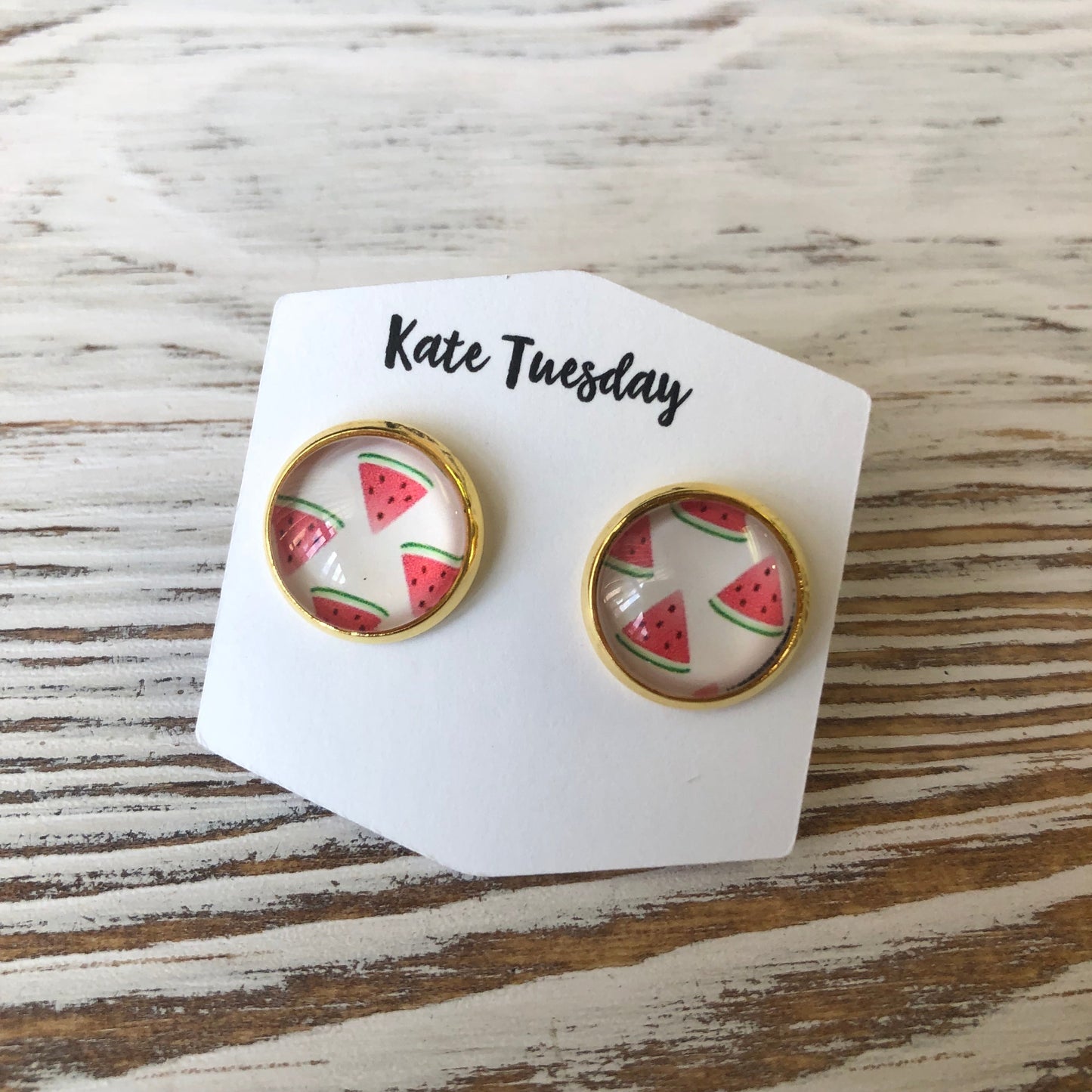 Summer White Watermelon Stud Earrings