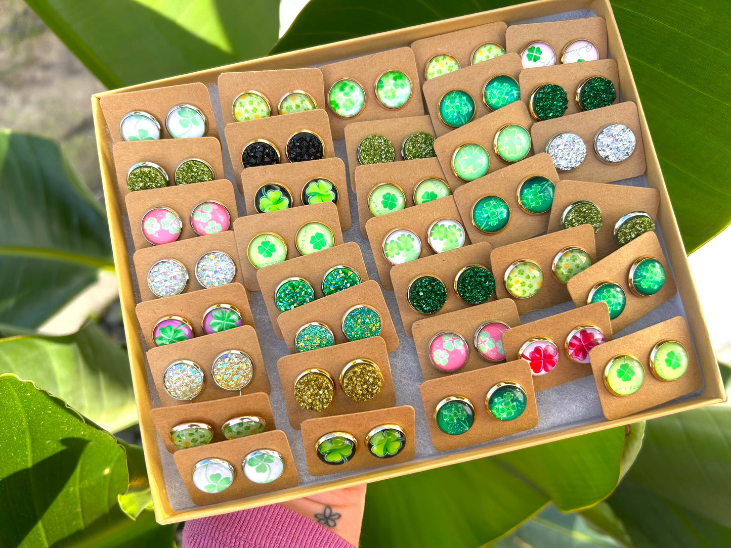 ☘️ BOX of St Patties Day Studs 35 Pairs