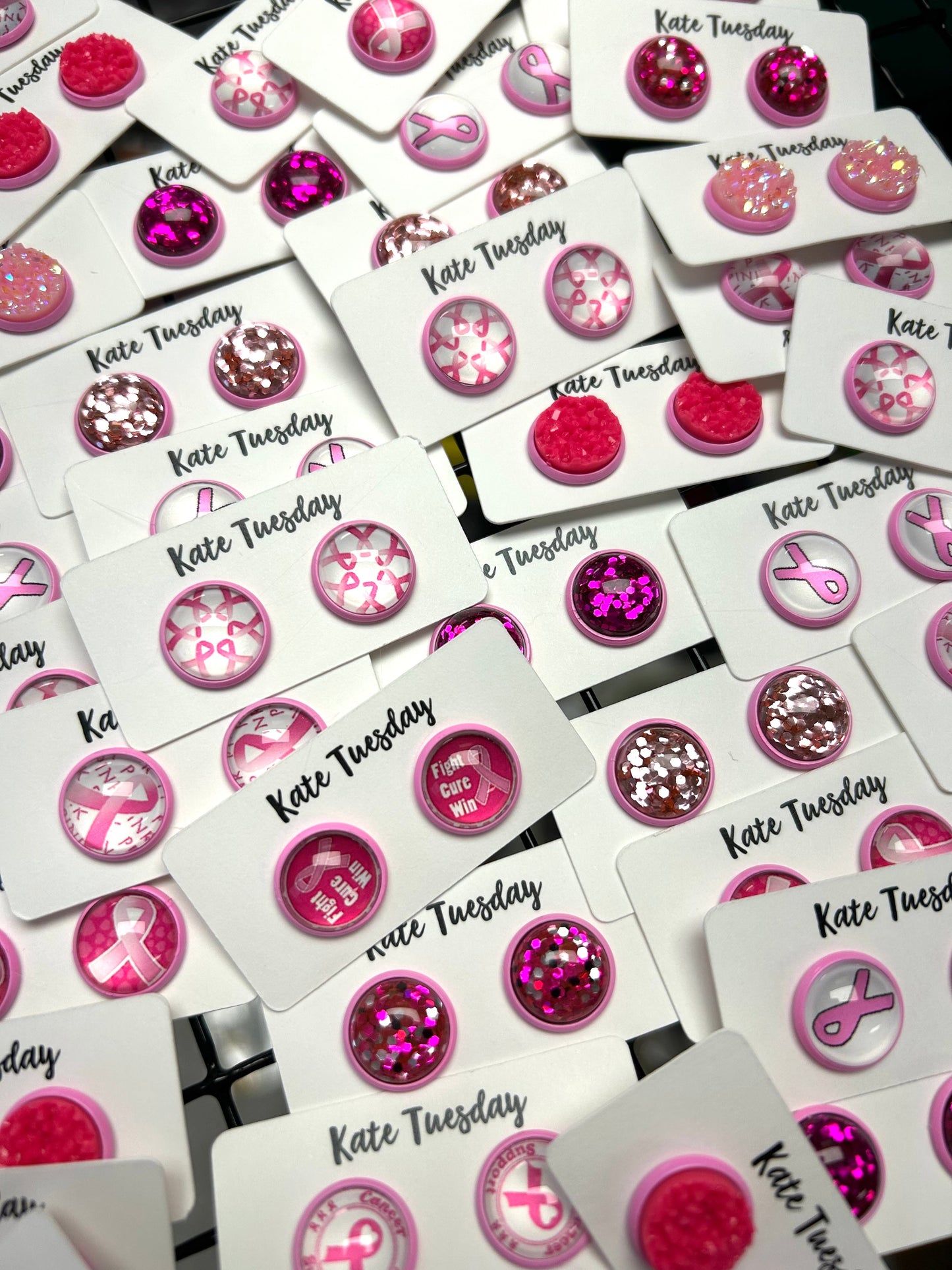 Breast Cancer Awareness Ribbon Earrings