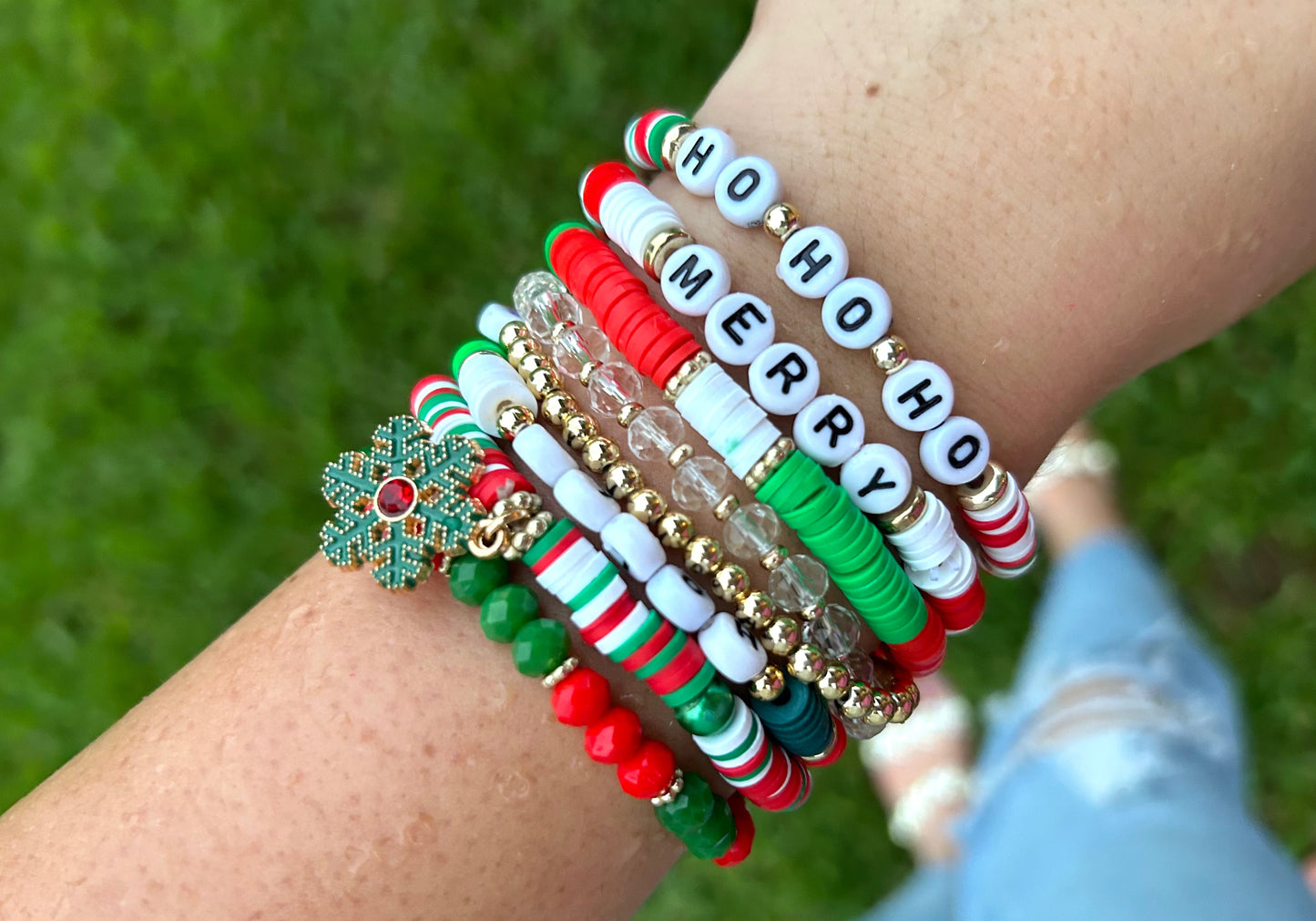 Ho Ho Ho Holiday Stretchy Bracelet Set