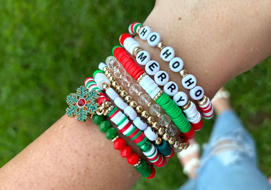 Ho Ho Ho Holiday Stretchy Bracelet Set