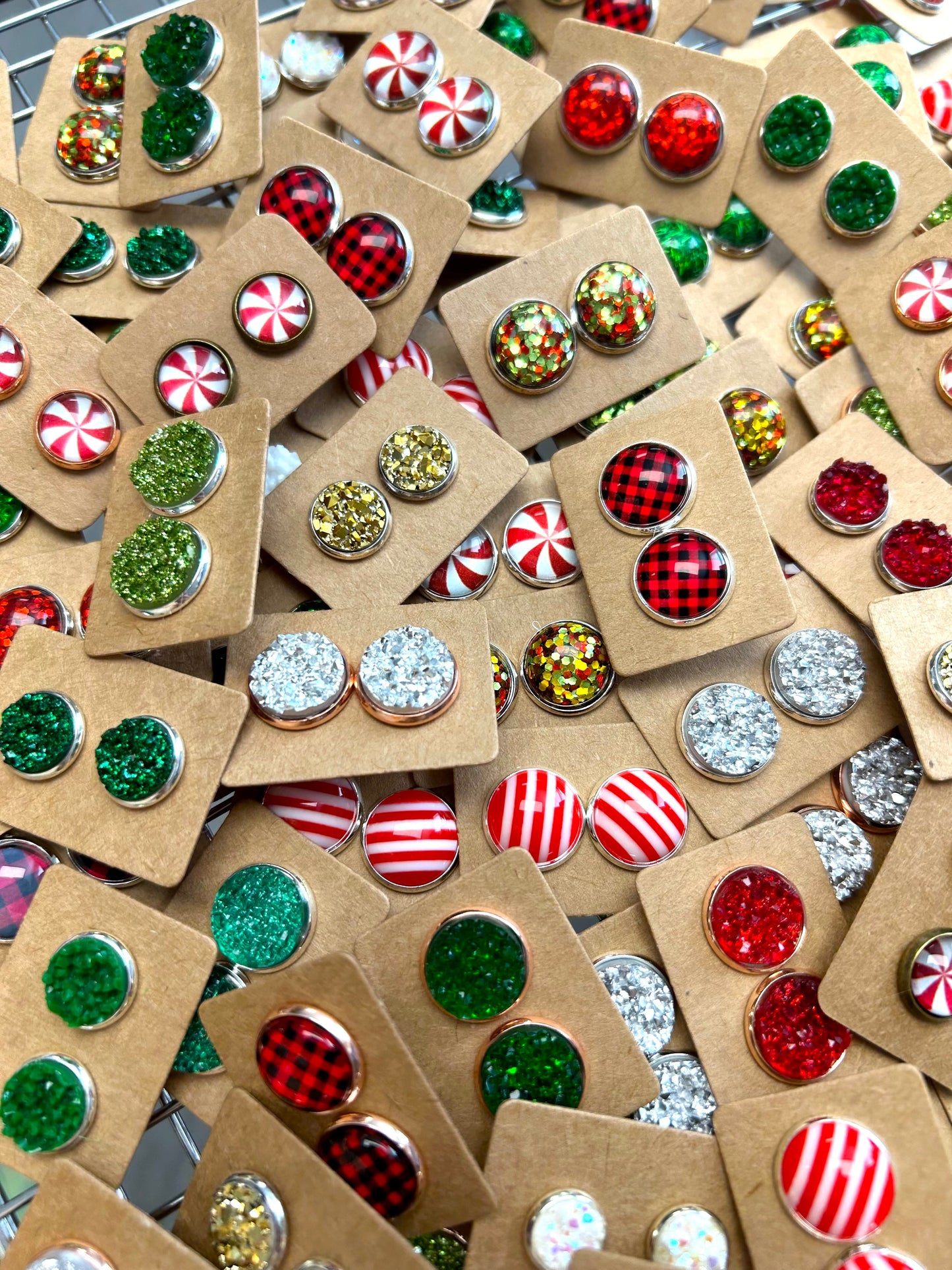 Holiday Grab Bag of Stud Earrings Brown Plain Cards