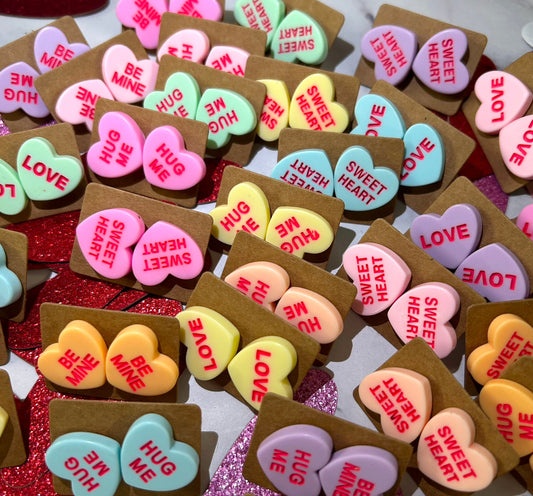 Valentines Mix Conversation Heart Stud Earrings