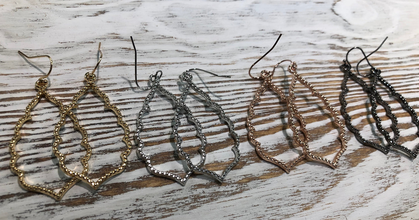 Darling Thin Metal Earrings Hang Open