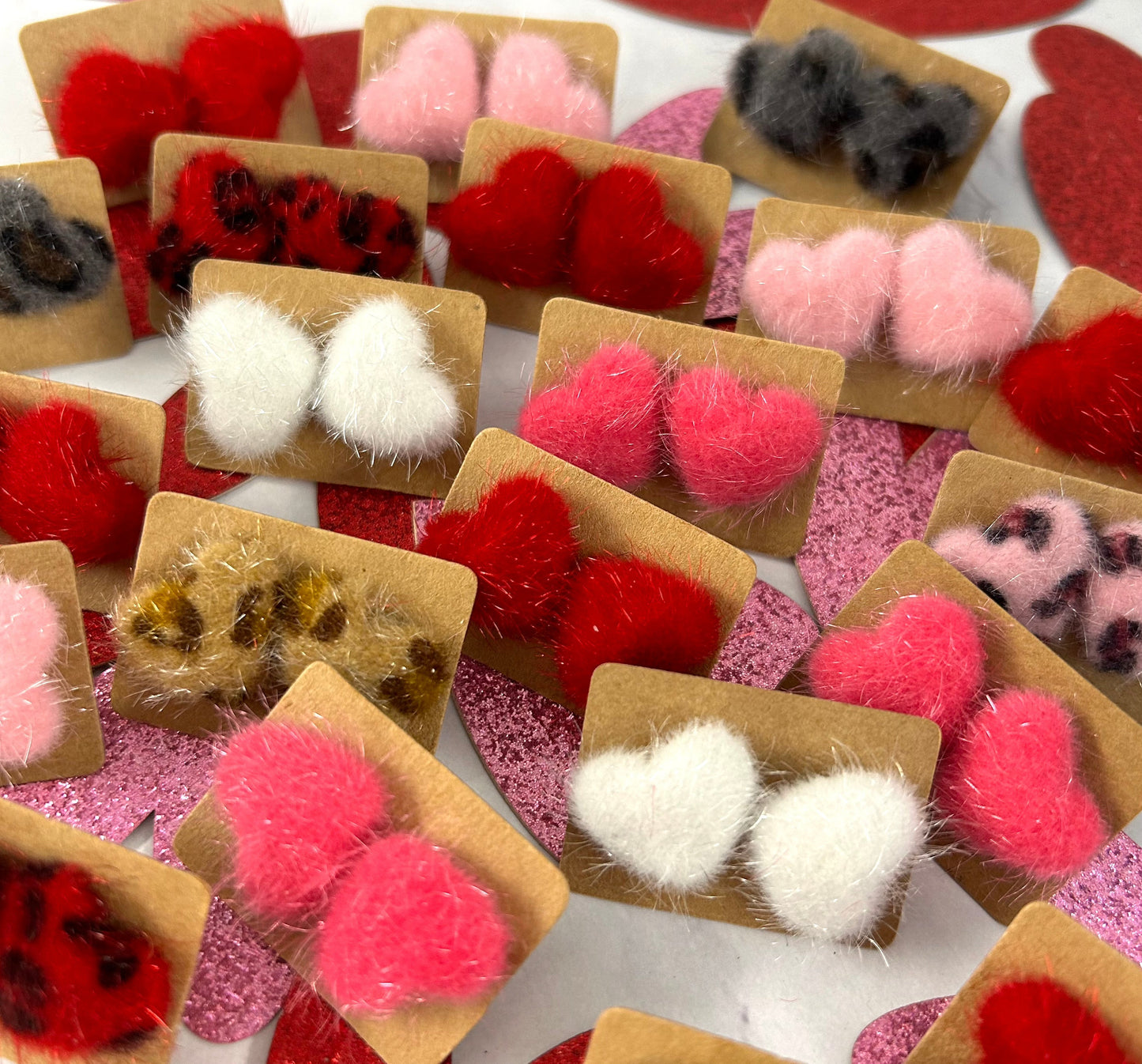 CHOOSE COLORS ❤️Valentine's Fuzzy Heart Stud Earrings