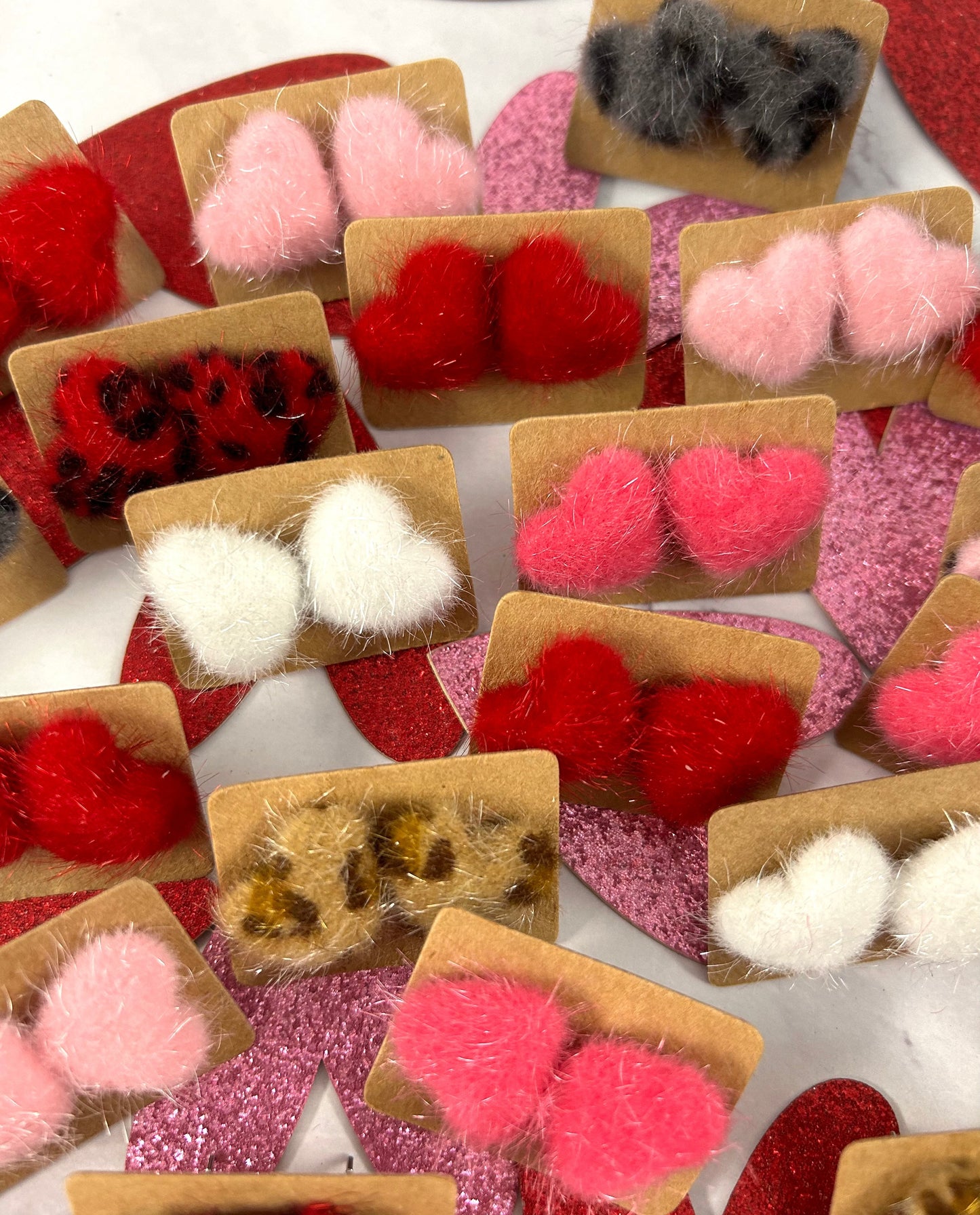 CHOOSE COLORS ❤️Valentine's Fuzzy Heart Stud Earrings