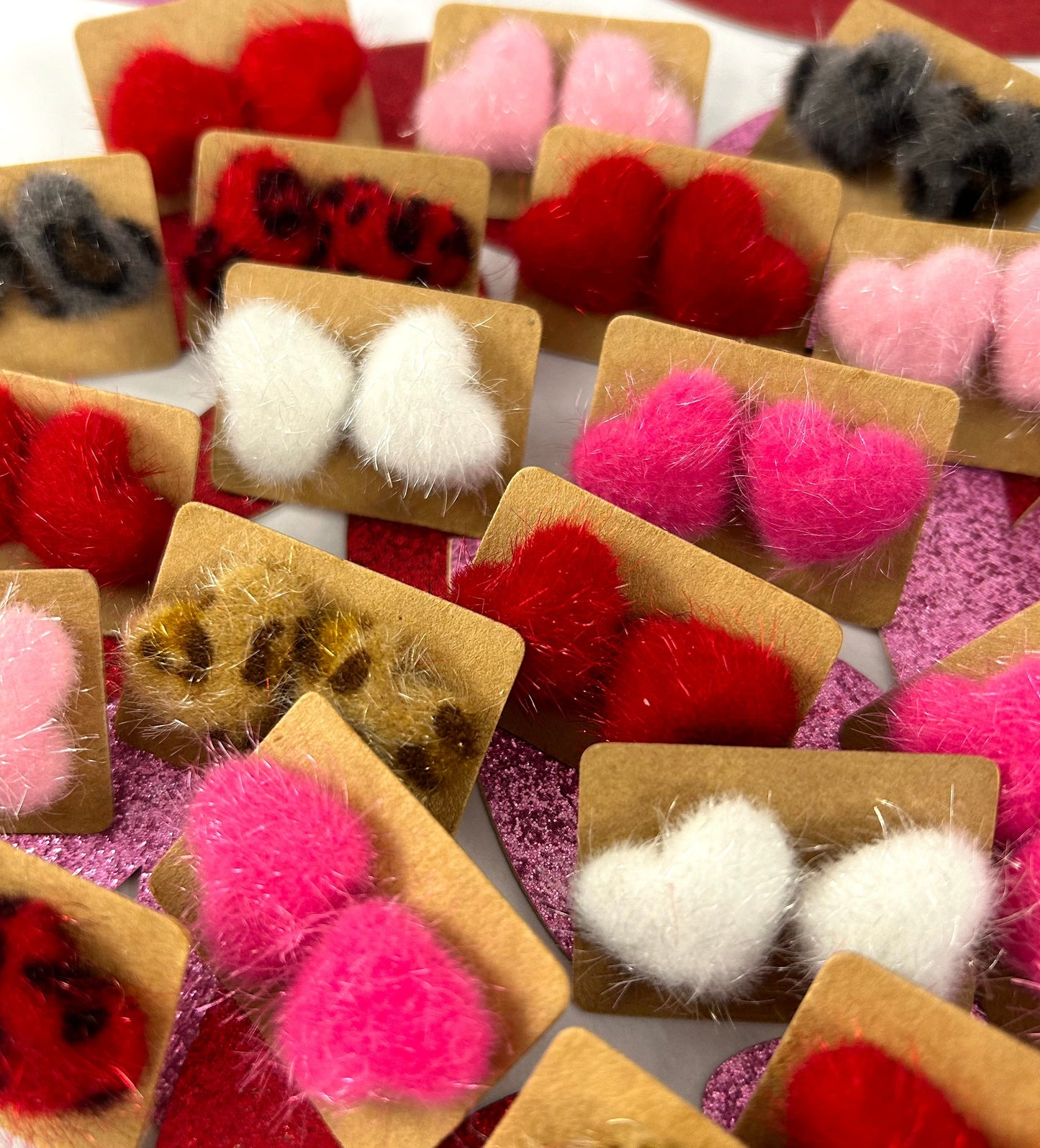 CHOOSE COLORS ❤️Valentine's Fuzzy Heart Stud Earrings