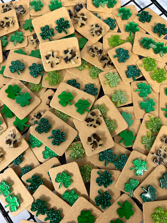 🍀 OMG! Shamrock Acrylic Stud Earrings 🍀